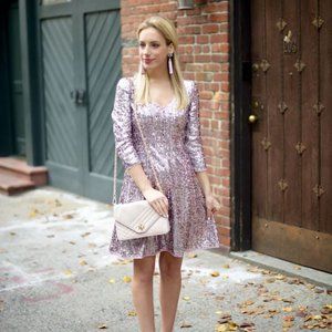 Eliza J. Sequin Mesh Fit & Flare Dress